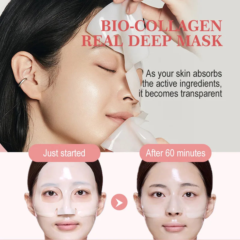 BIODANCE Bio-Collagen Real Deep Mask, Hydrating Overnight Hydrogel Mask, Pore Minimizing, Elasticity Improving, 1.20 oz x 4ea